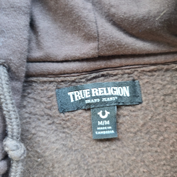 y2k true religion full zip brown logo jacketsize medium - Picture 2 of 4
